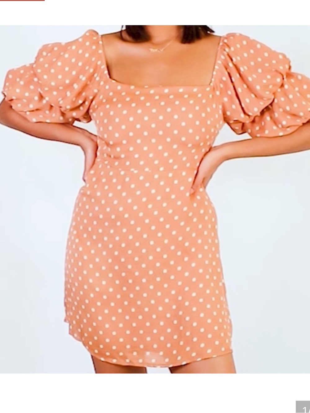 Princess Polly Cento Peach Polka Dot Puff Sleeve Mini Dress